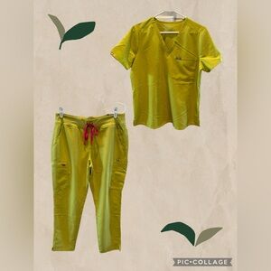 FIGS Limeade Scrub Set- Women’s Large Top and Pant